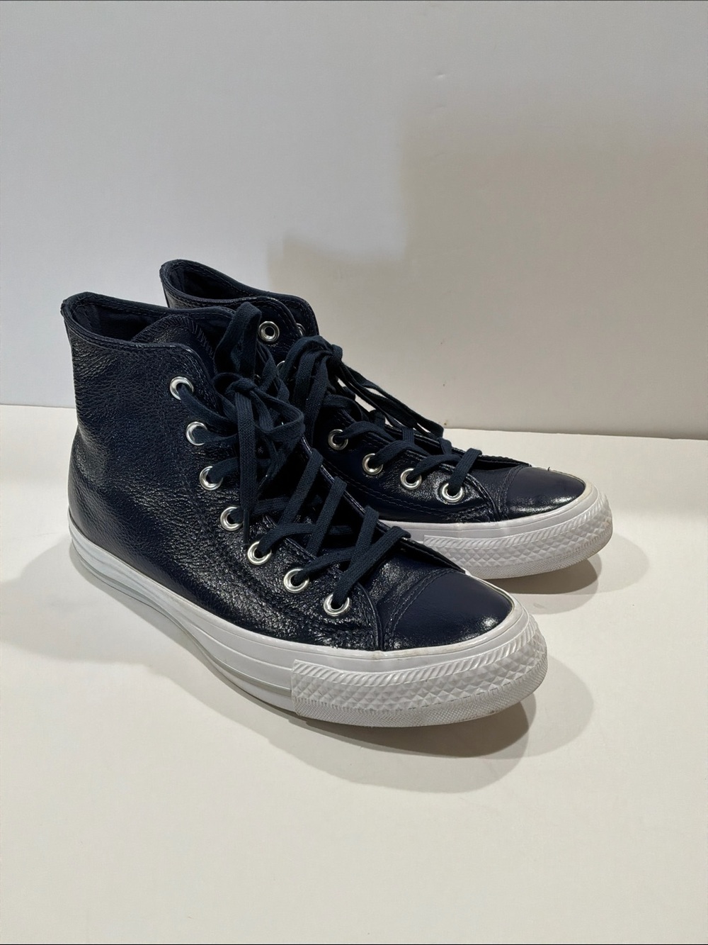 Converse Chuck Taylor All Stars Women’s High Top Patent Leather Blue Shoes Size